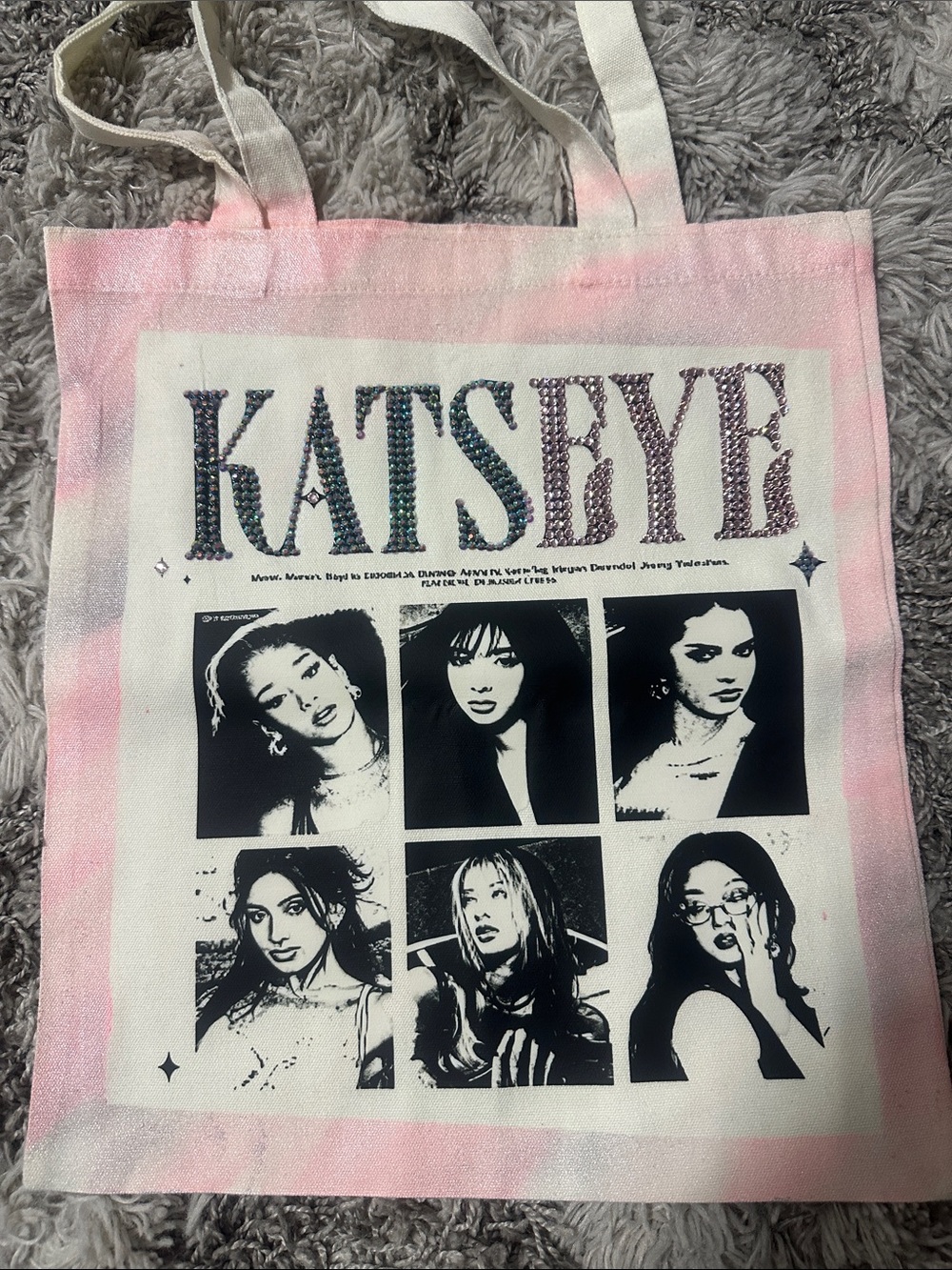KATSEYE Pink Graphic Canvasw Tote Bag